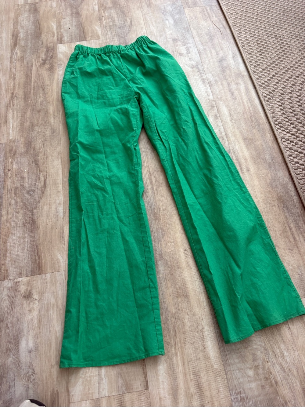 Commense Bright Green Wide-Leg Elastic Waist Pants
